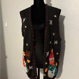 Festive Black Snowman Sweater Vest